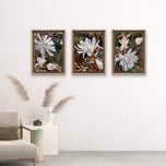 White Star Magnolia Blossom Photography Canvas Set of 3 | Unframed Vertical Prints | Biophilic Décor for Living Room, Bedroom & Office