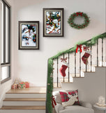 Winter Frost Covered Red Leaves Authentic Macro Photography | Unstretched Canvas Vertical 3 Prints Set | Biophilic Style Wall Art Decor