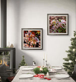 Winter Frost Leaves Photography Print Set of 4 | Unframed Canvas Wall Art | Biophilic Nature Decor | Square Macro Botanical Prints | Holiday Gift