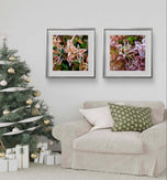 Winter Frost Leaves Photography Print Set of 4 | Unframed Canvas Wall Art | Biophilic Nature Decor | Square Macro Botanical Prints | Holiday Gift