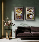 Winter Frosty Hydrangea Authentic Macro Photography | Nature's Calming Elegance | Unframed Canvas Vertical Print Set of 2 | Biophilic Wall Decor