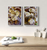 Winter Frosty Hydrangea Authentic Macro Photography | Nature's Calming Elegance | Unframed Canvas Vertical Print Set of 2 | Biophilic Wall Decor