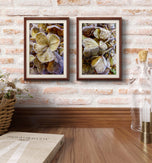 Winter Frosty Hydrangea Authentic Macro Photography | Nature's Calming Elegance | Unframed Canvas Vertical Print Set of 2 | Biophilic Wall Decor