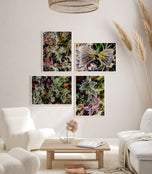 Winter Frosty Leaves Authentic Macro Photography | Nature's Jeweled Elegance | Unframed Canvas Mixed Orientation Print Set of 4 | Biophilic Wall Decor