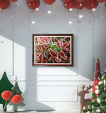 Winter Frosty Leaves Authentic Macro Photography | Nature's Vibrant Calm | Unframed Canvas Mixed Orientation Print Set of 4 | Biophilic Wall Decor