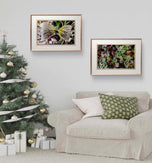 Winter Frosty Leaves Authentic Macro Photography | Nature's Jeweled Elegance | Unframed Canvas Mixed Orientation Print Set of 4 | Biophilic Wall Decor