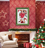 Winter Icy Red Leaves Authentic Macro Nature Photography | Unframed Canvas Vertical Print Set of 3 | Biophilic Wall Art Home Decor | Holiday Gift