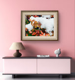 Winter Snowy Foliage Macro Photography 4 Print Set | Unframed Canvas Wall Art | Biophilic Horizontal Vertical Mixed Decor