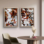 Winter Snowy Foliage Macro Photography 4 Print Set | Unframed Canvas Wall Art | Biophilic Horizontal Vertical Mixed Decor