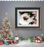 Winter Snowy Bushes | Authentic Macro Photography | Canvas Print Set of 4 | Biophilic Wall Art