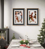 Winter Snowy Bushes | Authentic Macro Photography | Canvas Print Set of 4 | Biophilic Wall Art