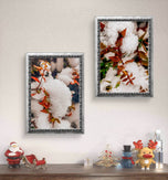 Winter Snowy Bushes | Authentic Macro Photography | Canvas Print Set of 4 | Biophilic Wall Art
