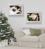 Winter Snowy Bushes | Authentic Macro Photography | Canvas Print Set of 4 | Biophilic Wall Art