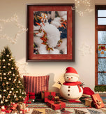 Winter Snowy Bushes | Authentic Macro Photography | Canvas Print Set of 4 | Biophilic Wall Art