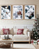 Winter Snowy Foliage Authentic Macro Photography | Unframed Canvas Vertical 3 Prints Set | Biophilic Style Wall Art Decor