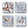 Winter Snowy Red Foliage Authentic Macro Photography | Unstretched Canvas Square Prints Set of 4 | Biophilic Style Wall Art Decor