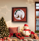 Winter Snowy Red Foliage Canvas Print Set of 4 | Authentic Macro Photography | Unstretched Square Wall Art Biophilic Decor