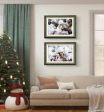 Winter Snowy Red Leaves Authentic Macro Photography | Unstretched Canvas Wall Art Set of 4 | Biophilic Vertical & Horizontal Prints | Holiday Gift