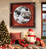 Winter Snowy Red Leaves Authentic Macro Photography | Unstretched Canvas Wall Art Set of 4 | Biophilic Vertical & Horizontal Prints | Holiday Gift