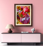 Winter Snowy Red Leaves Canvas Print Set | Macro Photography Wall Art | 3 Piece