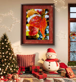 Winter Snowy Red Leaves Canvas Print Set | Macro Photography Wall Art | 3 Piece