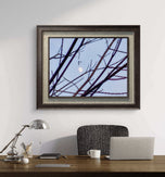 Winter Tree Branches Canvas Print | Blue Sky White Moon | Authentic Nature Photography | Biophilic Wall Art | Unframed Horizontal | Holiday Gift