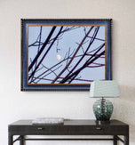 Winter Tree Branches Canvas Print | Blue Sky White Moon | Authentic Nature Photography | Biophilic Wall Art | Unframed Horizontal | Holiday Gift
