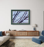 Winter Tree Branches Canvas Print | Blue Sky White Moon | Authentic Nature Photography | Biophilic Wall Art | Unframed Horizontal | Holiday Gift