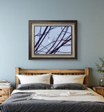 Winter Tree Branches Canvas Print | Blue Sky White Moon | Authentic Nature Photography | Biophilic Wall Art | Unframed Horizontal | Holiday Gift