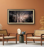 Winter Tree Branches with Moon Authentic Photography | Unstretched Canvas Horizontal Print | Biophilic Style Wall Art Decor