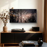 Winter Tree Branches with Moon Authentic Photography | Unstretched Canvas Horizontal Print | Biophilic Style Wall Art Decor