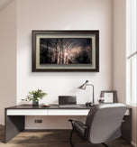 Winter Tree Branches with Moon Authentic Photography | Unstretched Canvas Horizontal Print | Biophilic Style Wall Art Decor