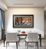 Winter Trees Against Golden Sunset Sky - Unframed Canvas Print - Horizontal Panoramic Nature Photography - Biophilic Wall Art Decor - 3 Sizes