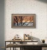 Winter Trees Against Golden Sunset Sky - Unframed Canvas Print - Horizontal Panoramic Nature Photography - Biophilic Wall Art Decor - 3 Sizes