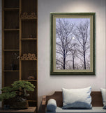 Winter Trees and Moon Authentic Nature Photography | Unframed Canvas Vertical Print | Biophilic Wall Art Decor | Holiday Gift