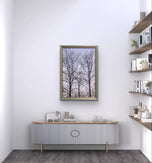 Winter Trees and Moon Authentic Nature Photography | Unframed Canvas Vertical Print | Biophilic Wall Art Decor | Holiday Gift