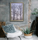 Winter Trees and Moon Authentic Nature Photography | Unframed Canvas Vertical Print | Biophilic Wall Art Decor | Holiday Gift