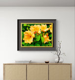 Yellow Lily Flowers with Raindrops - Authentic Macro Photography - Unframed Canvas Horizontal Print - Biophilic Style Wall Art Decor