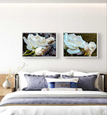 Pale Cream White Rose Canvas Prints Set of 4 | Authentic Nature Closeup Photography | Unframed Botanical Wall Art | Modern Home Office Decor | Vertical & Horizontal Orientations