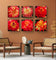 Red Dahlia with Raindrops Nature Macro Photography Canvas Set | 6 Square Prints | Botanical Wall Art