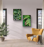 Summer Green Leaves Closeup Photography Unframed Canvas Set of 2 Prints - Modern Nature Wall Art for Home Office Décor