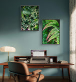 Summer Green Leaves Closeup Photography Unframed Canvas Set of 2 Prints - Modern Nature Wall Art for Home Office Décor