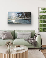 Sea Sunset with Vibrant Leaves | Nature Photography Wall Art | Unframed Canvas Print | Horizontal Large Modern Tranquil Landscape Home Décor