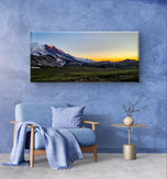 Mt. Rainier in Sunset | Authentic Nature Photography | Gallery Wrapped Canvas Horizontal Print | Biophilic Wall Art for Home Office Décor