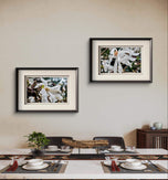 White Star Magnolia with Raindrops Nature Macro Photography Canvas Set | 3 Horizontal Prints | Botanical Wall Art