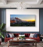 Mt. Rainier in Sunset | Authentic Nature Photography | Gallery Wrapped Canvas Horizontal Print | Biophilic Style Wall Art Home Office Decor