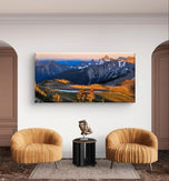 Rainier Mountains in Sunset | Authentic Nature Photography | Gallery Wrapped Canvas Horizontal Print | Biophilic Wall Art for Home & Office Decor