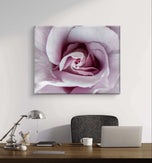 Purple Rose Macro Photography | Gallery Wrapped Canvas Horizontal Print | Authentic Nature Wall Art | Modern Home Office Decor