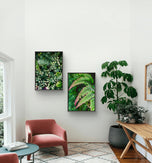 Summer Green Leaves Closeup Photography Unframed Canvas Set of 2 Prints - Modern Nature Wall Art for Home Office Décor