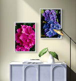 Purple & Pink Hydrangea Closeup Photography Unframed Canvas Set of 4 Prints | Modern Nature Wall Art for Home Office Decor | Elegant Gift